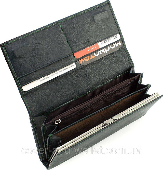 Кошелек женский кожаный с блоком для пластиковых карточек зеленого цвета Marco Coverna Киев - изображение 2