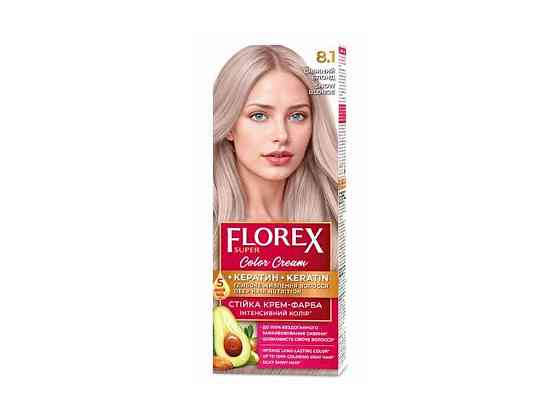 Крем-краска для волос КЕРАТИН 8.1 Снежный блонд ТМ Florex Киев