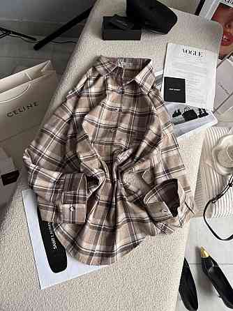 Жіноча трендова сорочка в карту батал турецька фланель Бежевий Одеса