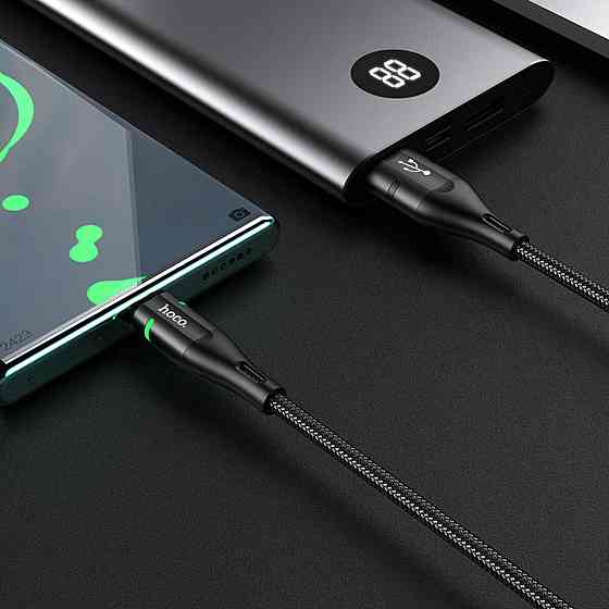 Кабель USB - Type-C HOCO U93 3A 1.2m нейлон алюминиевые разъемы light indicator цвет черный 6931474732170 Одесса