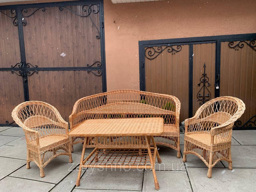 Плетені меблі з лози з великим диваном (200 довжина) Київ - фото 1