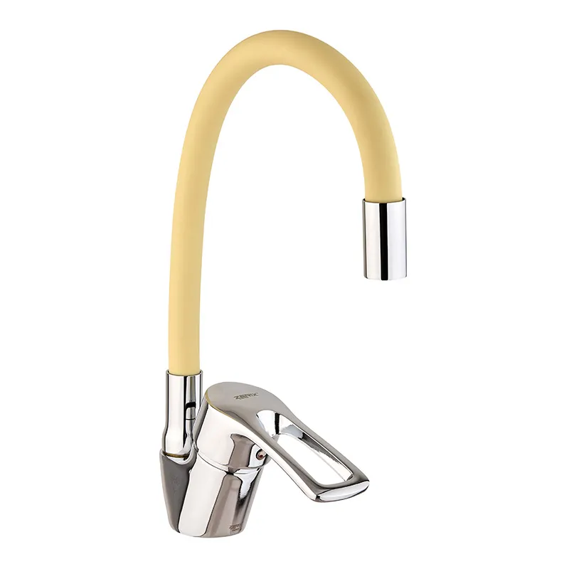 Кухонный смеситель Zerix YUB 181 с силиконовым изливом Reflector Ivory (ZX4976) Харьков - изображение 1