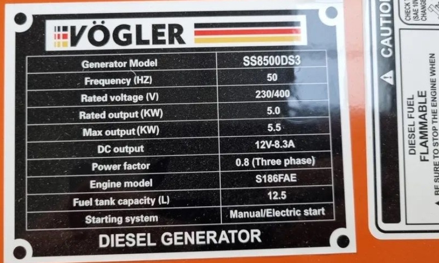 Генератор дизельный VOGLER 5,5кВт 3 фазы, модель SS8500DS3 Харьков - изображение 4