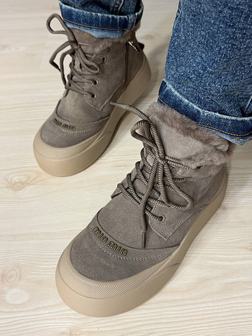 Черевики жіночі Hengji 677-3 замшеві високі кеди на хутрі бежеві, 40, 25 см Київ - фото 5