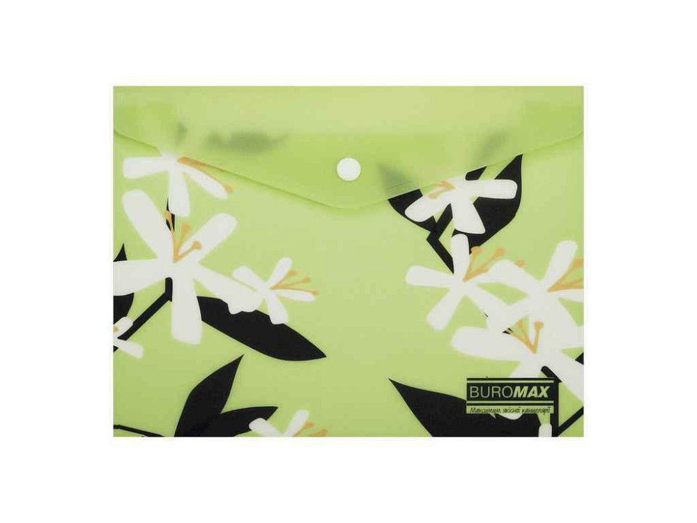 Папка на кнопке конверт ARABESKI А5 пластик салатовый ТМ BUROMAX Киев - изображение 1