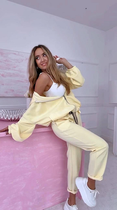 Женский прогулочный костюм двойка двунитка Желтый, 48/52 Одесса - изображение 3