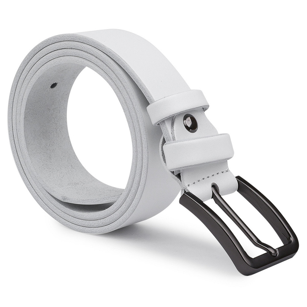 Гладкий строгий ремень унисекс Vintage 20714 Белый Киев - изображение 2