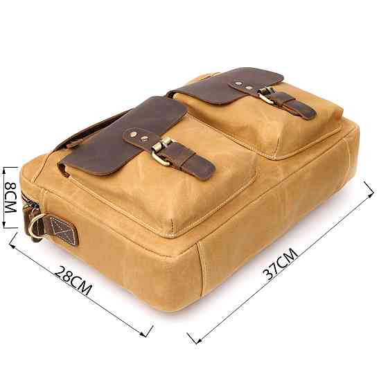 Стильний портфель з якісного текстилю зі шкіряними вставками Vintage 20874_1 Світло-коричневий Київ