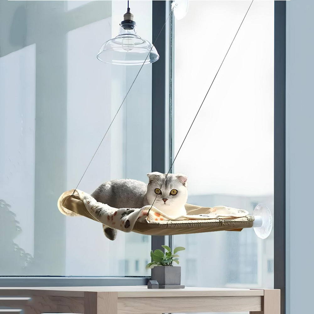 Підвісне віконне ліжечко для кота RESTEQ 55×35 см — гамак на вікно, лежак для кота, спальне місце на присосках Київ - фото 2