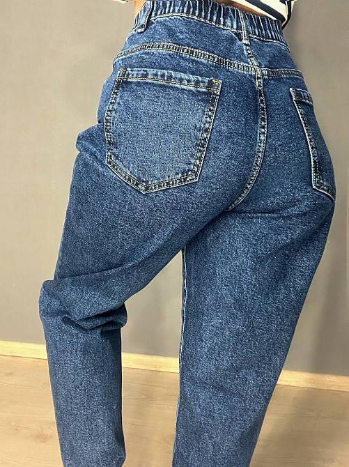 Джинсы женские Ladyn 749 MOM jeans большие размеры резинка на талии по спине стрейчевые синие, синий, З2, 32, 86 см, 116 см Киев - изображение 16