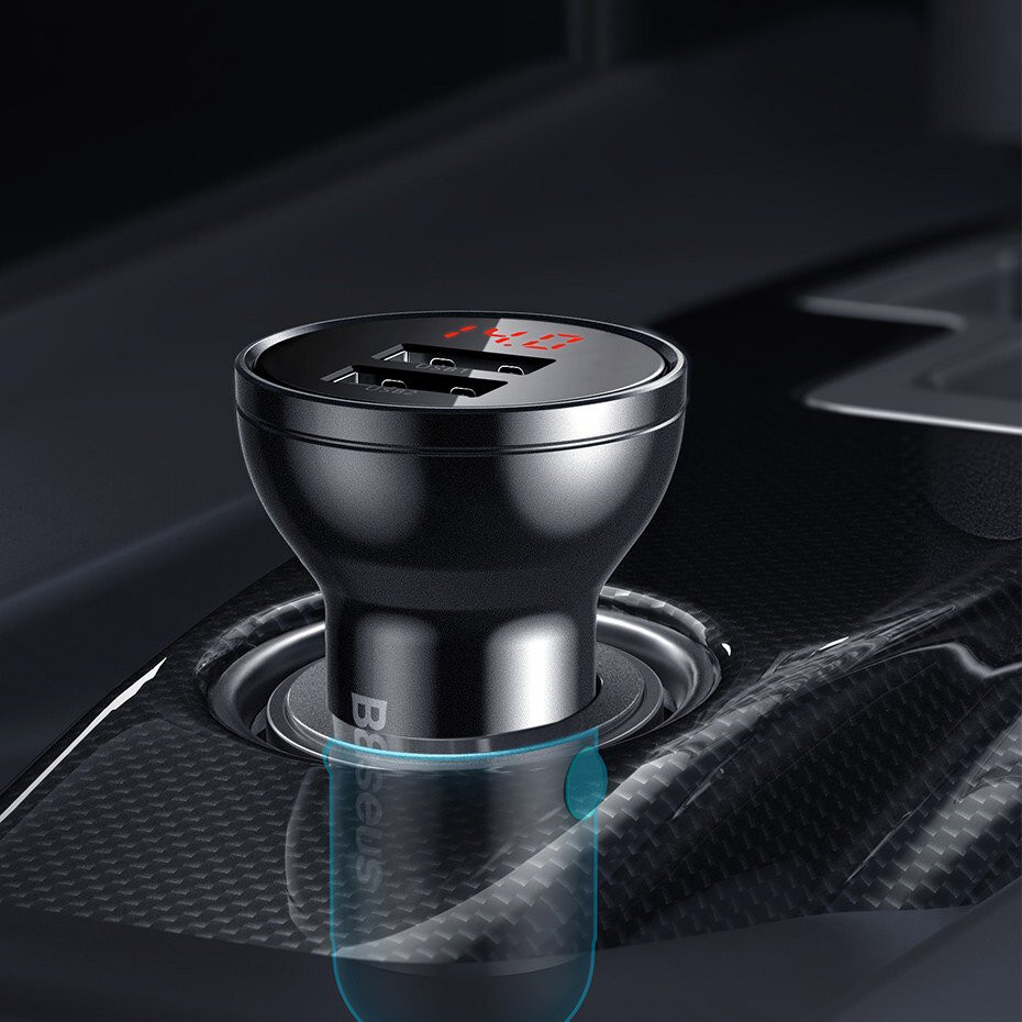 Автомобільний зарядний пристрій Baseus Digital Display Dual USB 4.8 A Car Charger 24 W CCBX-0G (Сірий) Николаев - изображение 7