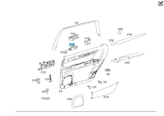 Mercedes-Benz  A2517660464 9051 Накладка чорна внутрішньої ручки відкриття задніх правих дверей R-class short W251 R-class long V251 Одеса