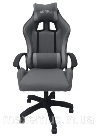 Компьютерное кресло для геймера из ткани кресло для работы за компьютером с регулировкой спинки B-944 серое Мостиска