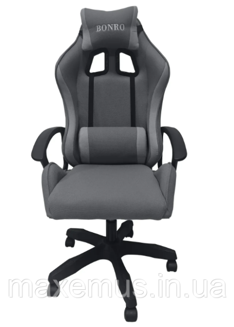 Компьютерное кресло для геймера из ткани кресло для работы за компьютером с регулировкой спинки B-944 серое Мостиска - изображение 4