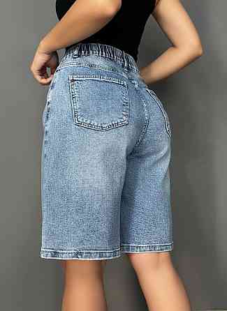 Шорти жіночі Liana 4-016 4-019 4-020 джинсові бермуди з резинкою на таліїі великі розміри блакитні, блакитний, З4, 34, 95 см, 126 см Київ