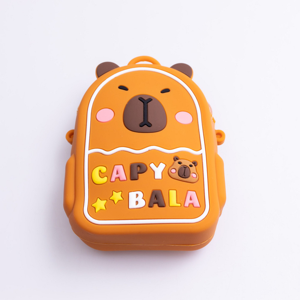 Детская силиконовая сумка Капибара 12×10×3 (см) через плечо Коричневый HP-55-2BR Киев - изображение 2