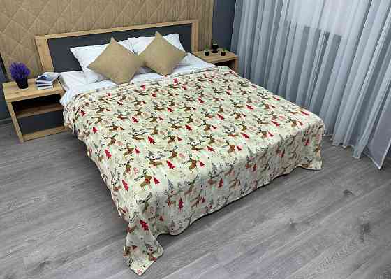 Плед-покривало Decorator WellSoft 150х210 см з різдвяним принтом Кремовий (87-176) Київ