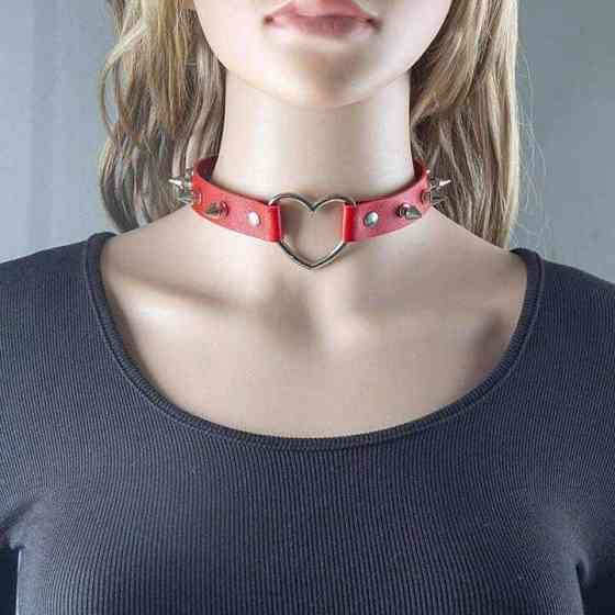 БДСМ чокер із серцем і шипами Червоний — Садо-мазо Вінниця