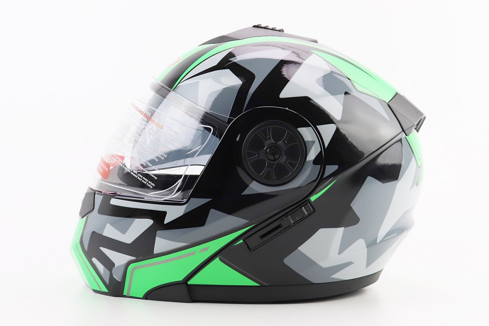 Шолом модуляр, закритий з відкидним підборіддям+відкидні окуляри BLD-159 L (59-60см), ЧОРНО-ЗЕЛЕНИЙ Киев - изображение 4