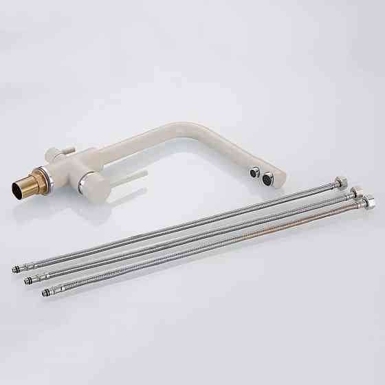 Змішувач для кухні WanFan , для гарячої і холодної води, 2 види подачі води матовий Бежевий Кам'янець-Подільський