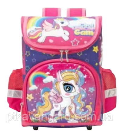 Портфель школьный ортопедический 1 класс каркасный (3D принт Единорог) розовый Хмельницкий
