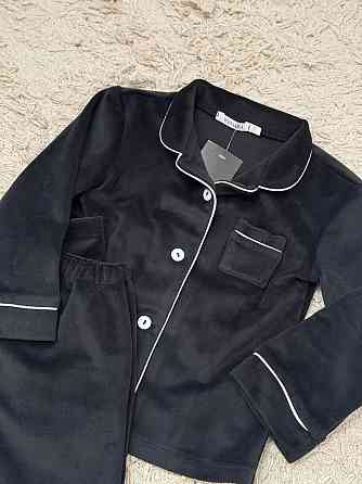 Дитяча велюрова тепла піжама одна кишеня Чорний 110-116 Харків