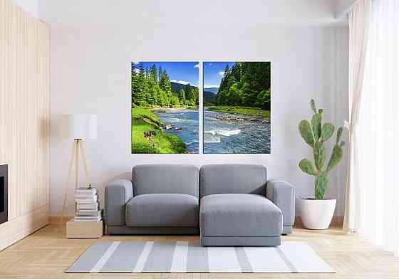Модульна картина у вітальню/ спальню Гірська ріка      TLV-2_111 120х170 см Київ