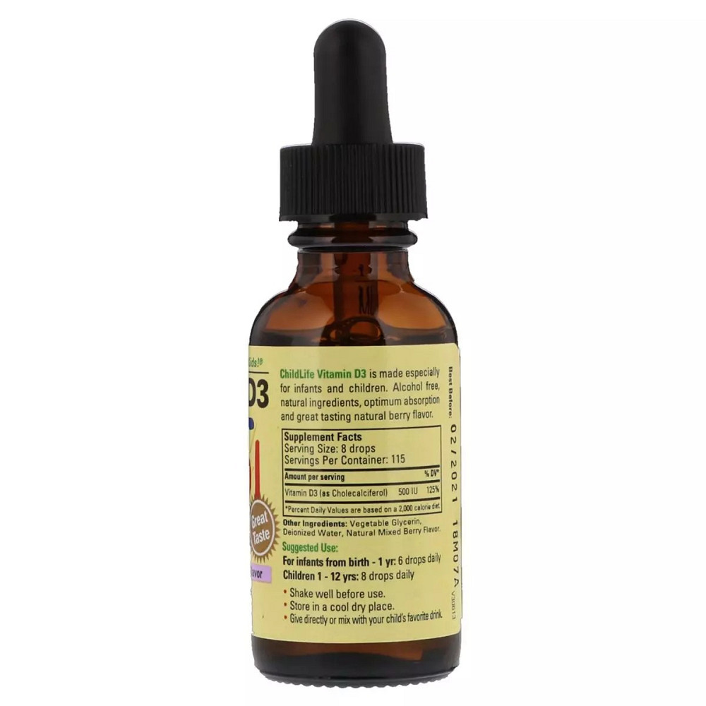 Рідкий вітамін D3 (Vitamin D3 Drops) 500 ME 26.9 мл із смаком ягід Київ - фото 2