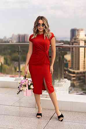 Сукня міді з розрізом на нозі Paloma 54-56, Теракотовий Київ