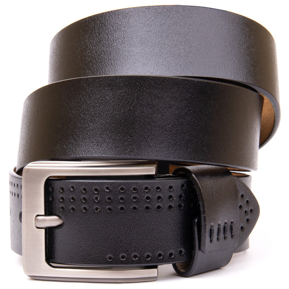 Ремень с дырками мужской Vintage 20383 Черный Киев - изображение 9