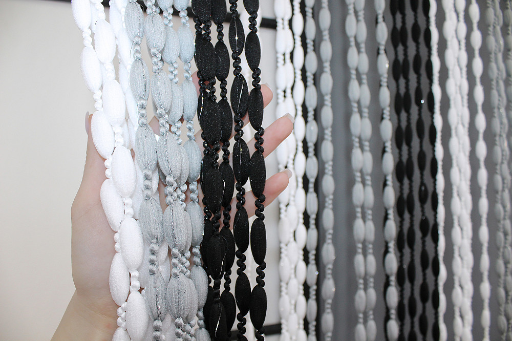 Шторы-нити Шинил с люрексом 300х300 см Белый с серо-черным (61-041) Киев - изображение 5