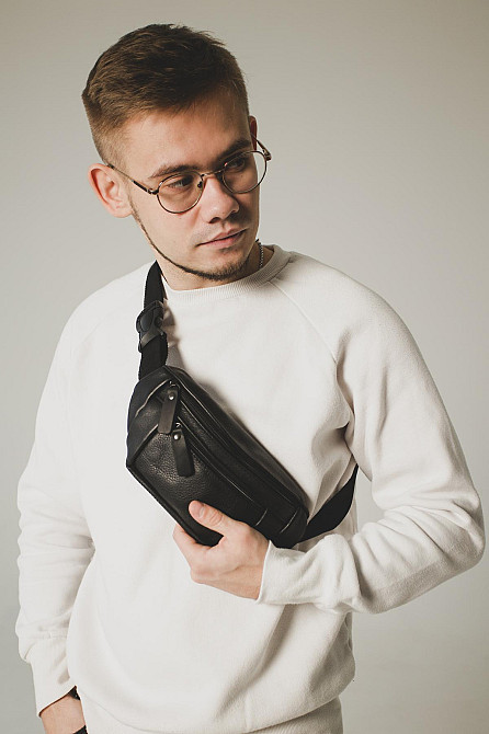 Сумка на пояс из натуральной кожи флотарий SL005 (Черная) Сумы - изображение 3