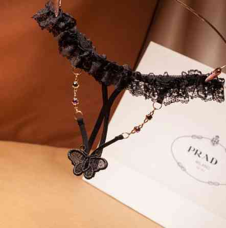 Еротичні трусики з метеликом чорні унісекс - розмір універсальний, (на резинці) Київ