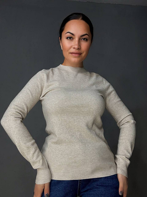 Светр жіночий A-N 2403 водолазка гольф базовий з круглим горлом, бежевий, one size Київ - фото 1