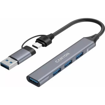 Концентратор Canyon hub DS-02 4in1 USB-A/C Grey (CNS-TDS02G) Винница - изображение 4