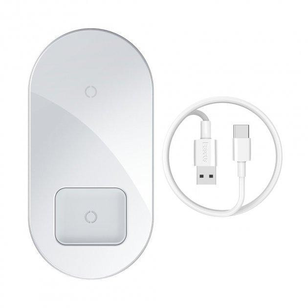 Беспроводная зарядка Baseus Simple Wireless Charger 2 в 1 WXJK-С02 (Белое) Николаев - изображение 4