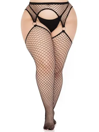 Панчохи Leg Avenue Stokings with O-ring Attached Garter Belt Black 1X/2X Львов