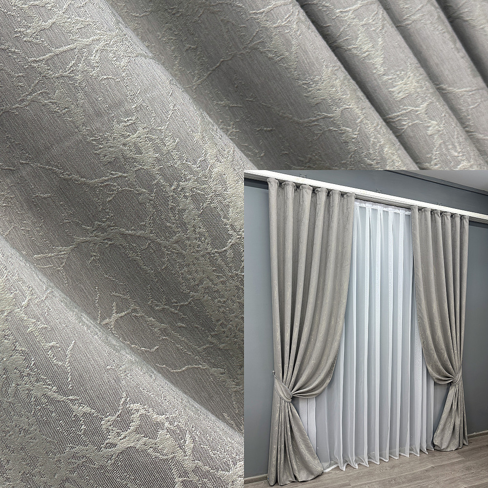 Комплект штор VR-Textil Жакард Viva Marmo № 1781ш Світло-сірий 150х270 см 2 шт (33-0758) Київ - фото 1