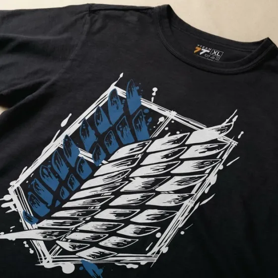 Футболка для подростка мальчика с принтом Атака титанов Крила Свободи Сині Размер 160 Anime10079 Днепр