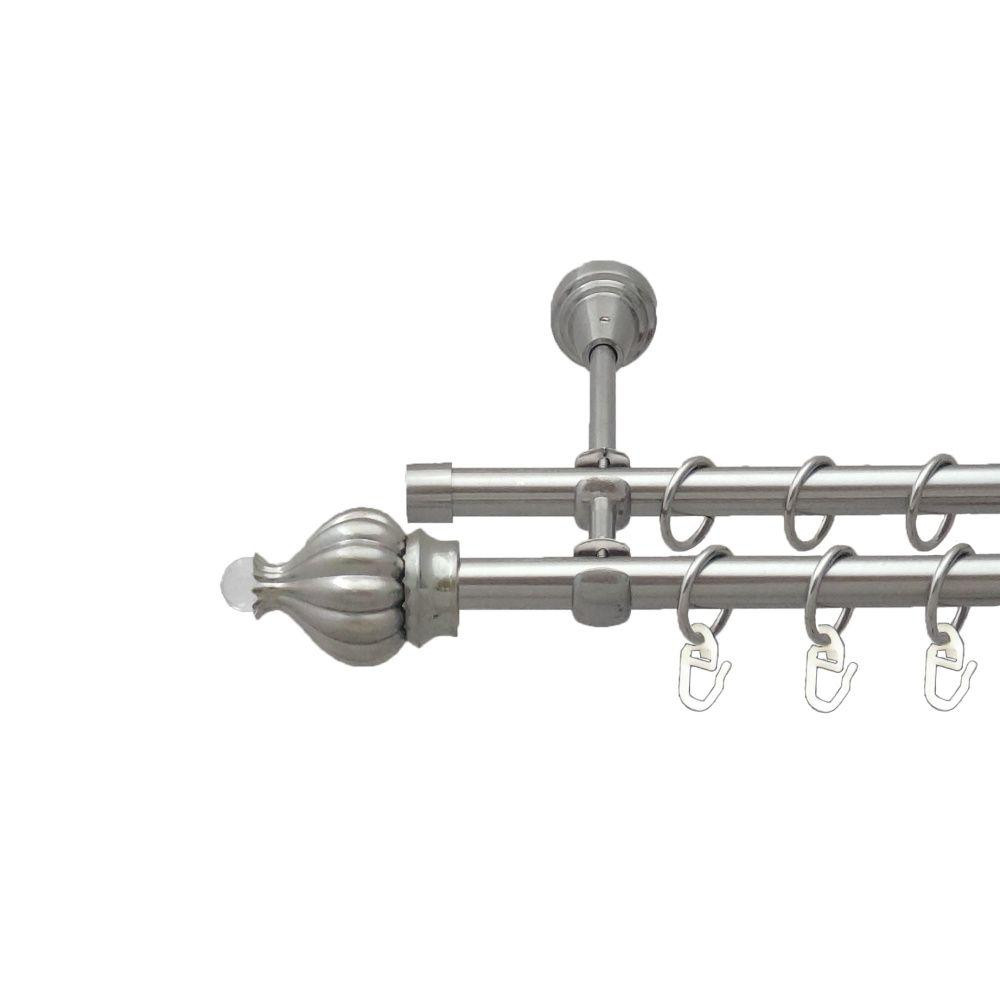 Карниз Orvit Таджа-Кристал металевий дворядний відкритий гладка труба кільце металеве Нержавіюча Сталь 16\16 мм 160 см Львів - фото 1