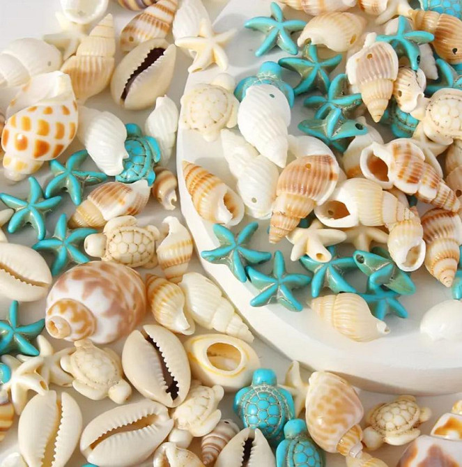 Набор из 65 морских подвесок Ракушки, черепахи, морские звезды для украшений, браслетов, бус Киев - изображение 4