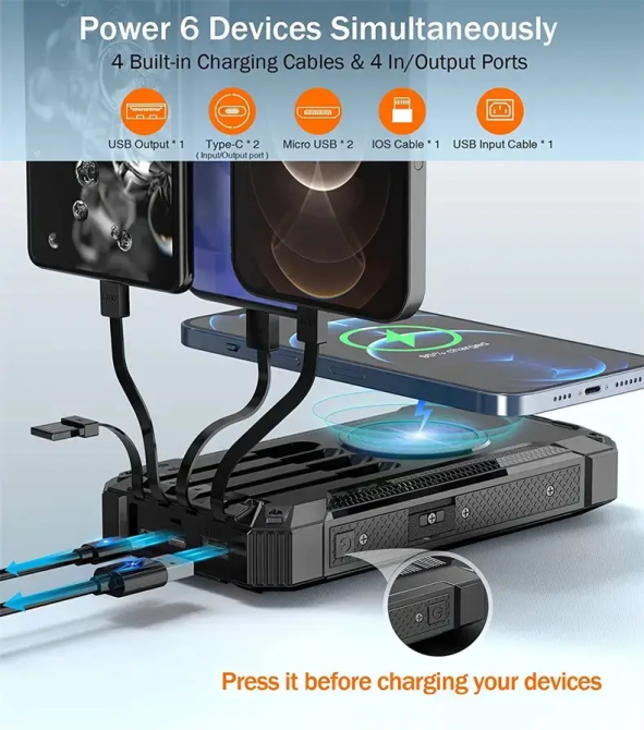 Зарядний пристрій на сонячних батареях IBattery LS45 25000mah з ліхтариком та бездротовою зарядкою Вінниця - фото 6