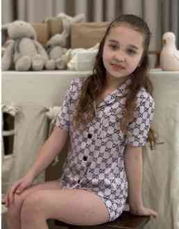 Дитяча піжамка із сатину шорти з сорочкою Пудровий р 122-128 Харків
