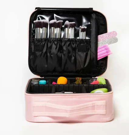 Розовая Органайзер бокс с зеркалом бьюти кейс косметичка чемоданчик сумка для хранения косметики и принадлежностей 26х23х10 см Коломия