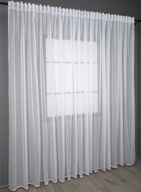 Тюль з тасьмою на трубу VR-Textil н101 Шифон однотонний Білий 300х250 см (44-001) Київ - фото 3