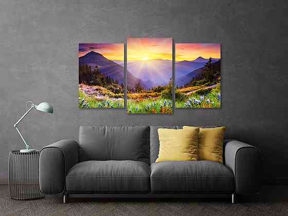 Модульная картина в гостиную / спальню  Захід сонця  Art-663_3 70x130 см Киев