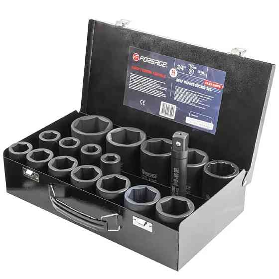 Набір подовжених ударних головок 3/4'' 17-50мм Forsage F-6163-5MPB 16шт. Одеса