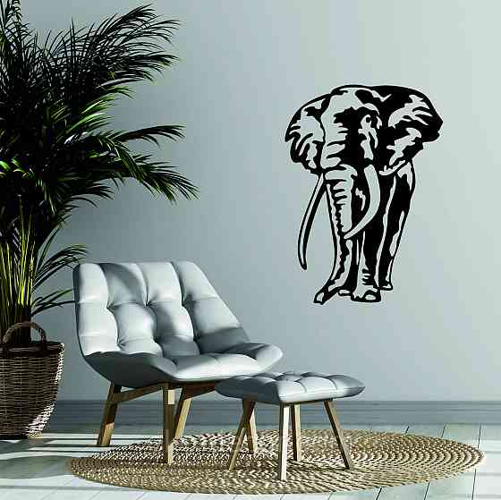 Декоративне настінне Панно «Слон», Декор на стіну 90*64 см, Чорний Київ