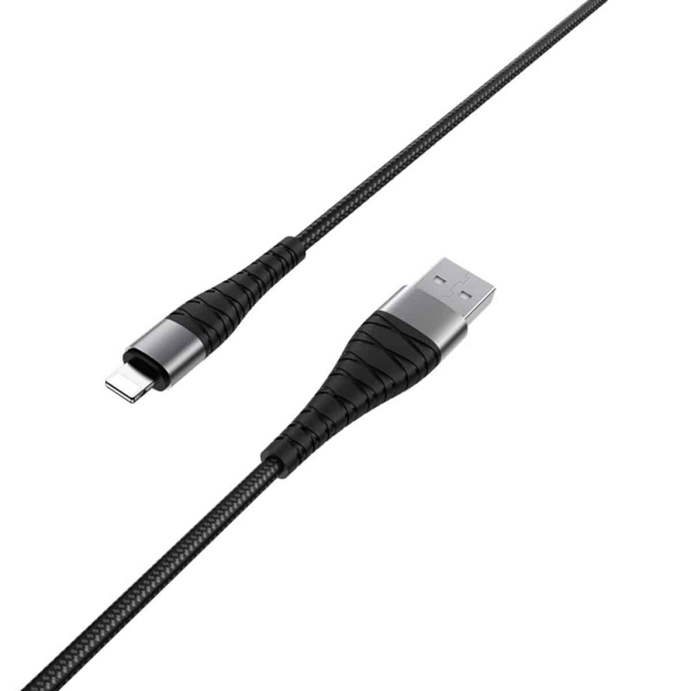 Кабель BOROFONE BX32 USB to iP 2.4A, 1m, nylon, aluminum+TPE connectors, Black Київ - фото 3