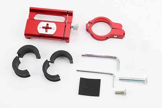 Тримач телефону на кермо алюмінієвий, ширина 50-100мм регульована, червоний G-85 Київ